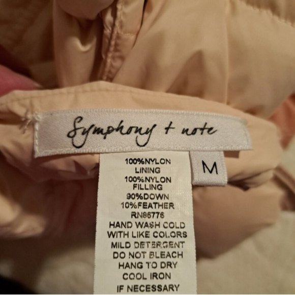 Symphony + Note girls size Medium pink reversible 90% down jacket EUC - Picture 3 of 3